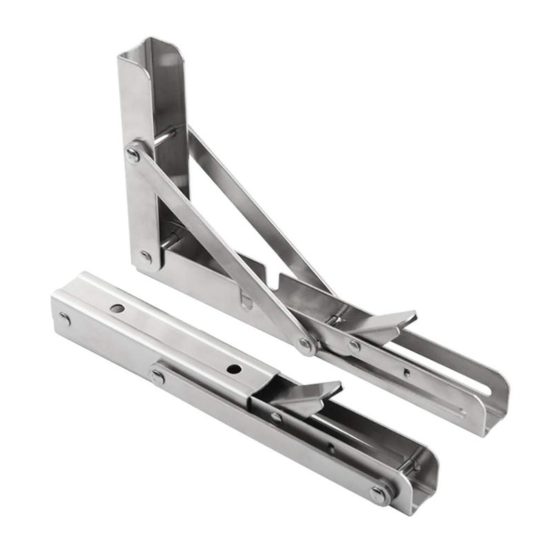 NObranded 2PCS 10 Inch Length Stainless Steel Triangle Folding Angle Bracket Adjustable Wall Mounted Durable Bearing Shelf Bracket DIY Home Table Bench - Image 3
